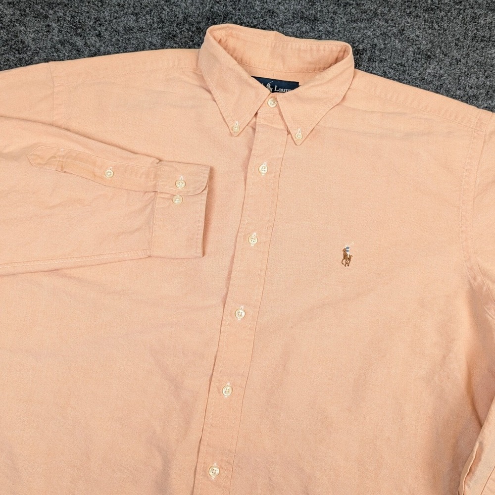 Ralph Lauren Yarmouth Oxford Shirt Mens 16.5 34/35 Peach Orange Cotton Pony Logo